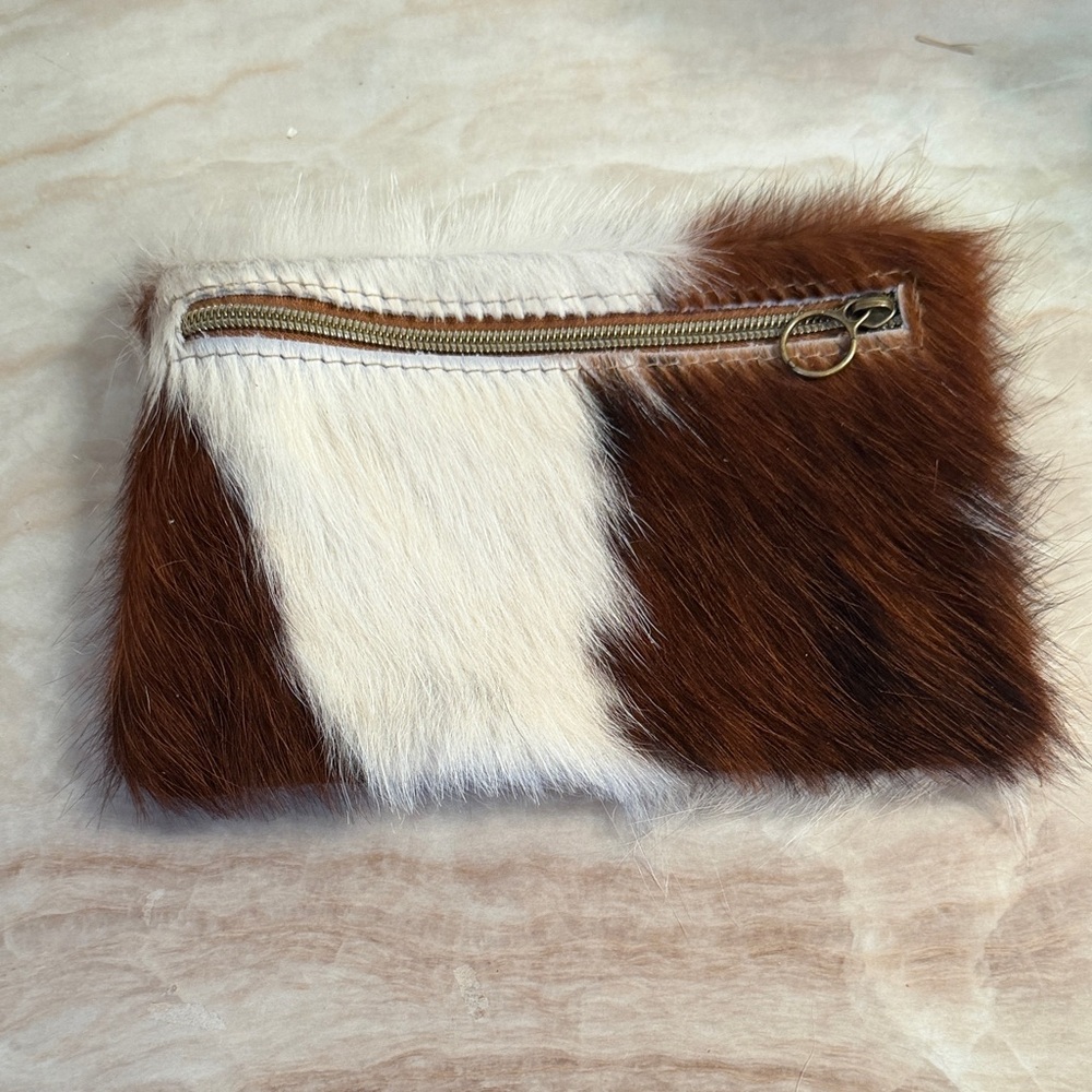 Cow Fur Brown and White Clutch